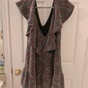 Something Navy tweed flouncy ruffle dress